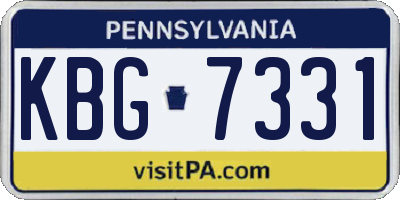 PA license plate KBG7331