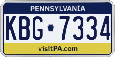 PA license plate KBG7334