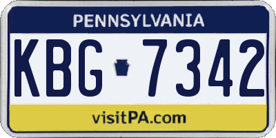 PA license plate KBG7342