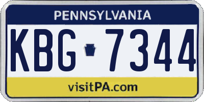 PA license plate KBG7344