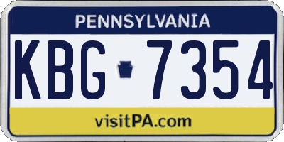 PA license plate KBG7354
