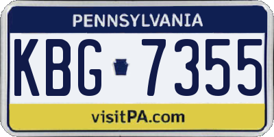 PA license plate KBG7355
