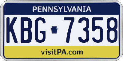 PA license plate KBG7358