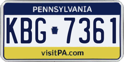 PA license plate KBG7361