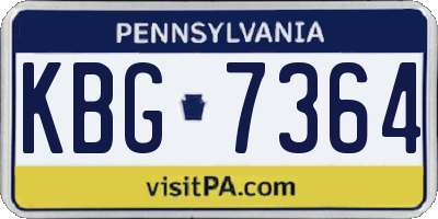 PA license plate KBG7364