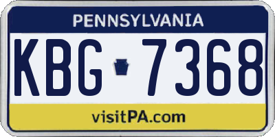 PA license plate KBG7368