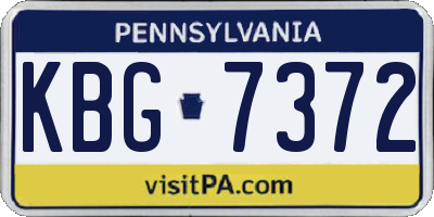 PA license plate KBG7372