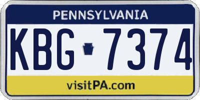 PA license plate KBG7374