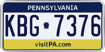 PA license plate KBG7376