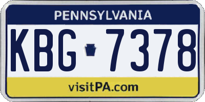 PA license plate KBG7378