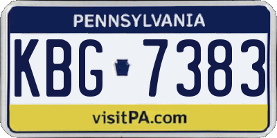 PA license plate KBG7383