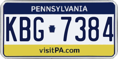 PA license plate KBG7384