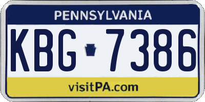 PA license plate KBG7386