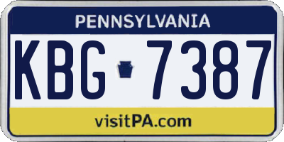 PA license plate KBG7387