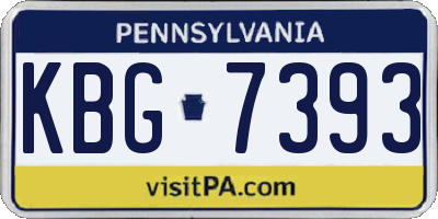 PA license plate KBG7393