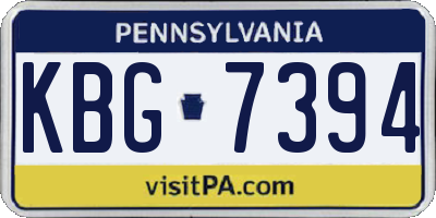 PA license plate KBG7394