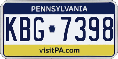 PA license plate KBG7398