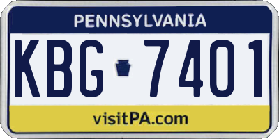 PA license plate KBG7401