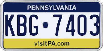 PA license plate KBG7403
