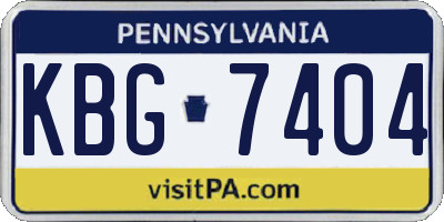 PA license plate KBG7404