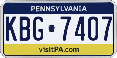 PA license plate KBG7407