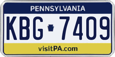 PA license plate KBG7409