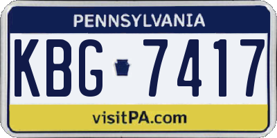 PA license plate KBG7417