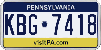 PA license plate KBG7418