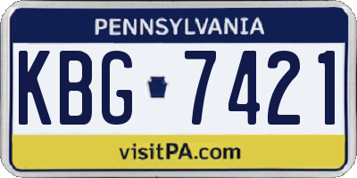 PA license plate KBG7421