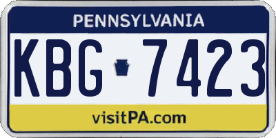 PA license plate KBG7423
