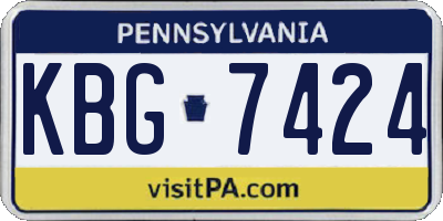 PA license plate KBG7424