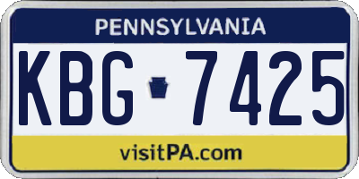 PA license plate KBG7425
