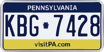 PA license plate KBG7428