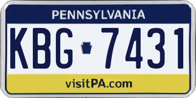 PA license plate KBG7431