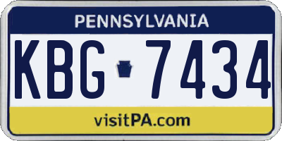 PA license plate KBG7434