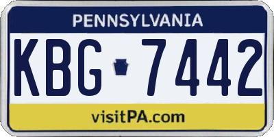 PA license plate KBG7442