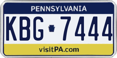 PA license plate KBG7444