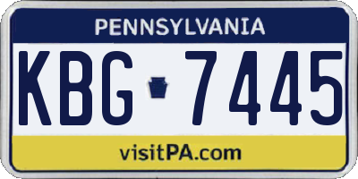 PA license plate KBG7445