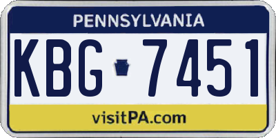 PA license plate KBG7451