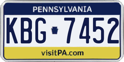 PA license plate KBG7452