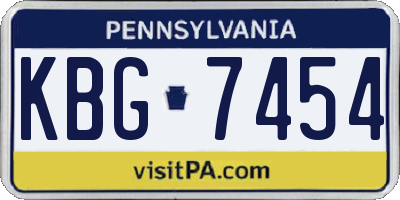 PA license plate KBG7454