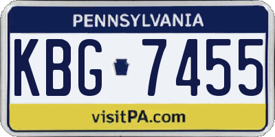 PA license plate KBG7455