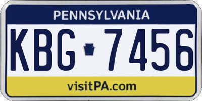 PA license plate KBG7456