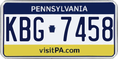 PA license plate KBG7458