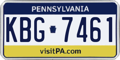 PA license plate KBG7461