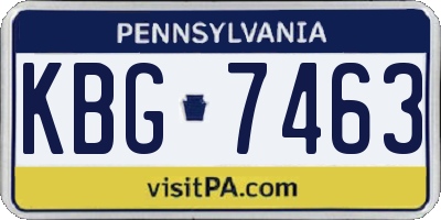 PA license plate KBG7463