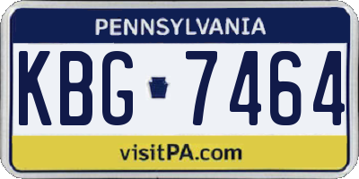 PA license plate KBG7464