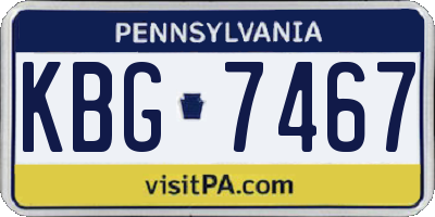 PA license plate KBG7467