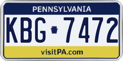PA license plate KBG7472