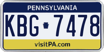 PA license plate KBG7478